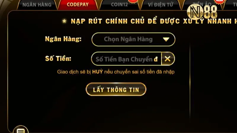 Khuyến mãi 100% cho lần nạp tiền đầu tiên tại N88